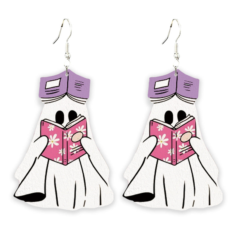 Wholesale  Reading Teacher School Wooden Print Earrings